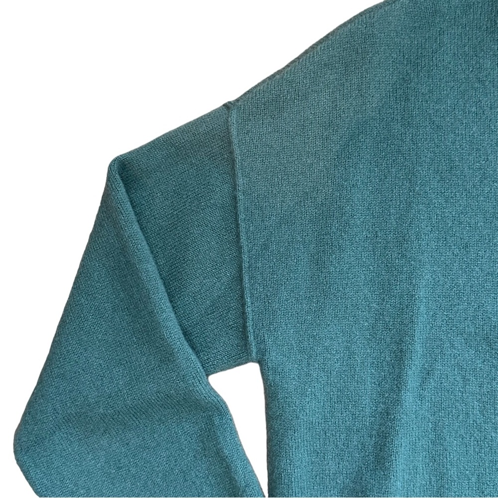 NWT C by Bloomingdales High/Low 100% Cashmere Crewneck Sweater Green S - Picture 8 of 10